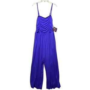 Ava & Viv Plus Size Blue Ruched‎ Wide Leg Jumpsuit Convertible Straps XXL